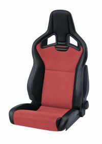 Recaro Cross Sportster CS mit Seitenairbag Kunstleder schwarz / Dinamica rot Beifahrerseite mit ABE und Sitzheizung